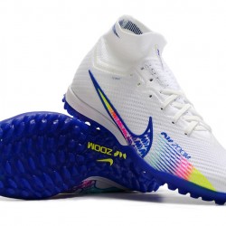 Nike Air Zoom Mercurial Superfly IX Elite TF High-top White Blue Women And Men Soccer Cleats 