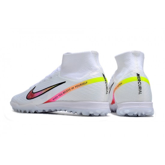 Nike Air Zoom Mercurial Superfly IX Elite TF High-top White Multi Women And Men Soccer Cleats 