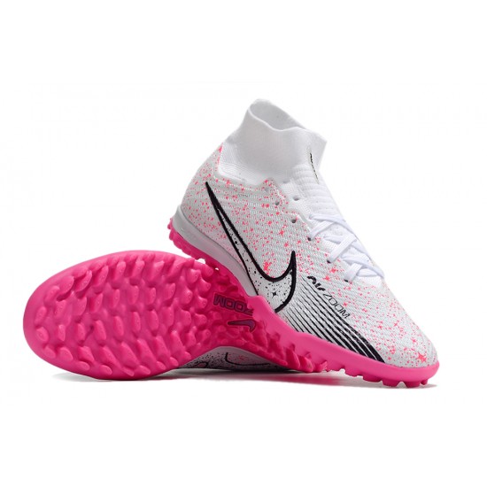 Nike Air Zoom Mercurial Superfly IX Elite TF High-top White Pink Women And Men Soccer Cleats 