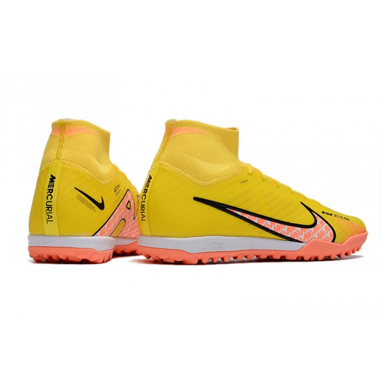 High Quality Nike Air Zoom Mercurial Superfly IX Elite TF High-top Yellow Women And Men Soccer Cleats For Sale