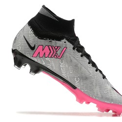 Nike Air Zoom Mercurial Superfly Ix Elite Fg Gray Pink Black For Men High-top Football Cleats 