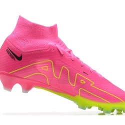 Nike Air Zoom Mercurial Superfly Ix Elite Fg Pink Yellow Black For Men High-top Football Cleats 