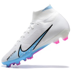 Nike Air Zoom Mercurial Superfly Ix Elite Fg White Blue Pink For Men High-top Football Cleats 