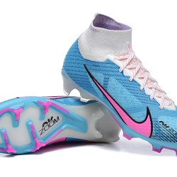 Nike Air Zoom Mercurial Superfly Ix Elite Fg White Pink Blue For Men High-top Football Cleats 