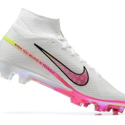 Nike Air Zoom Mercurial Superfly Ix Elite Fg White Pink For Men High-top Football Cleats 