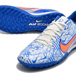 Nike Air Zoom Mercurial Vapor XV Academy TF Low-top White Blue Women Men Soccer Cleats 