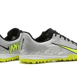 Nike Air Zoom Mercurial Vapor XV Academy TF Silver Green Yellow For Men Low-top Soccer Cleats 