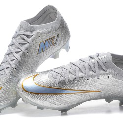 Nike Air Zoom Mercurial Vapor XV Elite FG Silver Gold For Men Low-top Soccer Cleats 