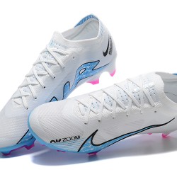 Nike Air Zoom Mercurial Vapor XV Elite FG White Blue Pink For Men Low-top Soccer Cleats 