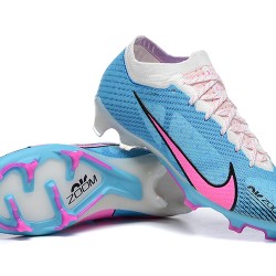 Nike Air Zoom Mercurial Vapor XV Elite FG White LightBlue Pink For Men Low-top Soccer Cleats 