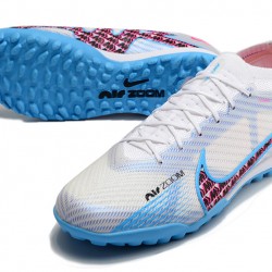 Nike Air Zoom Mercurial Vapor XV Elite TF Mid-top White Light Blue Women Men Soccer Cleats 