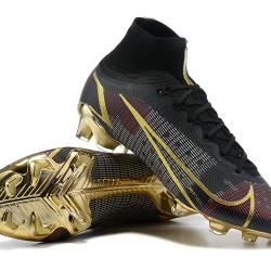 Nike Mercurial Superfly 8 Elite FG High-top Black Gold Men Soccer Cleats