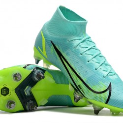 Nike Mercurial Superfly 8 Elite SG PRO Anti Clog High-top Turqoise Men Soccer Cleats 