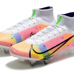 Nike Mercurial Superfly 8 Elite SG PRO Anti Clog High-top White Pink Men Soccer Cleats 