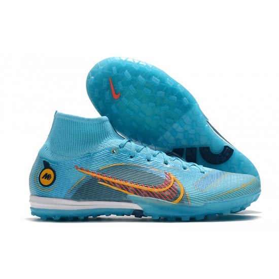 Explore Nike Mercurial Superfly 9 Elite TF High-top Blue Orange Men Soccer Cleats Shop Online