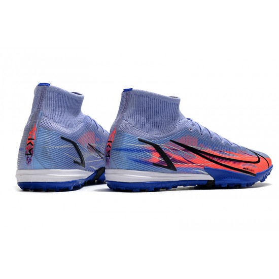 The Best Selling Line Nike Mercurial Superfly 9 Elite TF High-top Blue Pink Black Men Soccer Cleats Online