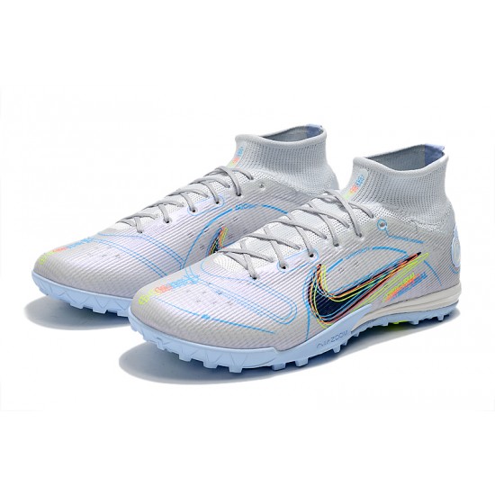 To Have A Strong Footing In A Market Nike Mercurial Superfly 9 Elite TF High-top White Blue Men Soccer Cleats Shop Online