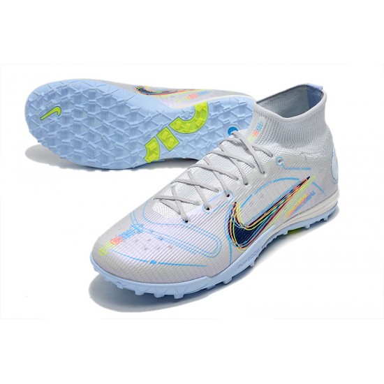 To Have A Strong Footing In A Market Nike Mercurial Superfly 9 Elite TF High-top White Blue Men Soccer Cleats Shop Online