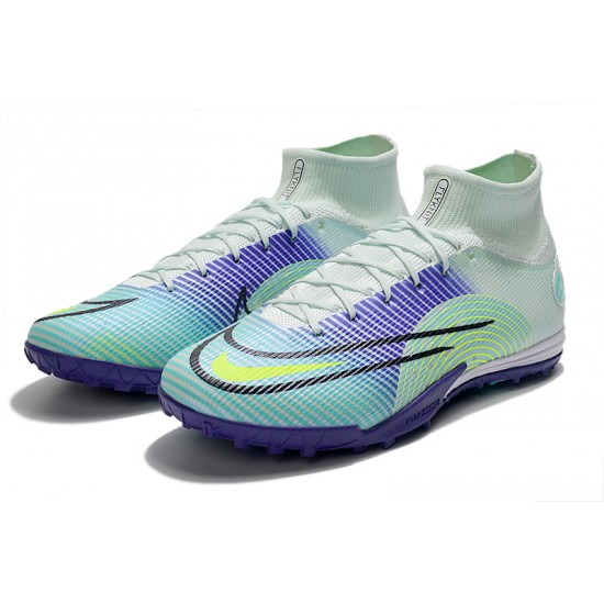 Click To Buy Nike Mercurial Superfly 9 Elite TF High-top White Turqoise Purple Multi Men Soccer Cleats For Sale