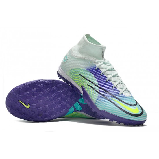 Click To Buy Nike Mercurial Superfly 9 Elite TF High-top White Turqoise Purple Multi Men Soccer Cleats For Sale