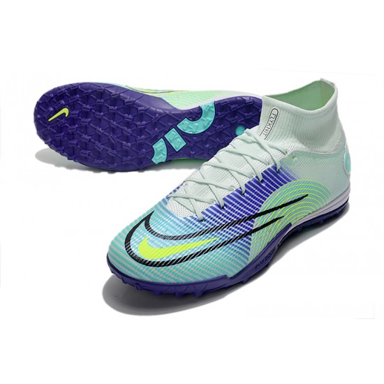 Click To Buy Nike Mercurial Superfly 9 Elite TF High-top White Turqoise Purple Multi Men Soccer Cleats For Sale