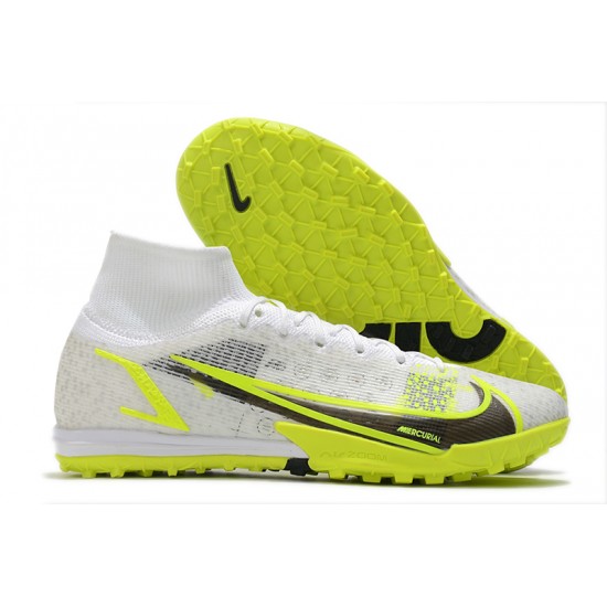 Popular Goods Nike Mercurial Superfly 9 Elite TF High-top White Yellow Black Men Soccer Cleats Shop Online