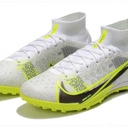 Nike Mercurial Superfly 9 Elite TF High-top White Yellow Black Men Soccer Cleats