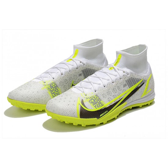 Popular Goods Nike Mercurial Superfly 9 Elite TF High-top White Yellow Black Men Soccer Cleats Shop Online