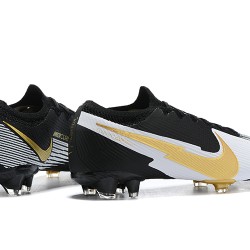 Nike Mercurial Vapor 13 Elite FG Black Gold White Low-top For Men Soccer Cleats 