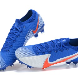 Nike Mercurial Vapor 13 Elite FG Blue White Orange Low-top For Men Soccer Cleats 