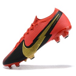 Nike Mercurial Vapor 13 Elite FG Red Black Gold Low-top For Men Soccer Cleats 