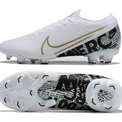 Nike Mercurial Vapor 13 Elite FG White Black Gold Green Low-top For Men Soccer Cleats 