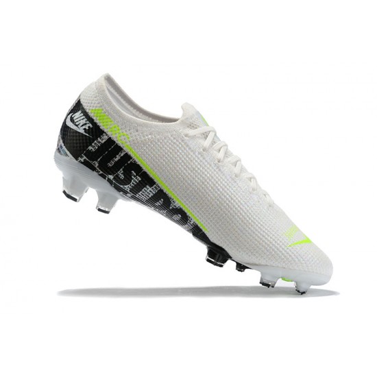 Nike Mercurial Vapor 13 Elite FG White LightGreen Black Low-top For Men Soccer Cleats 