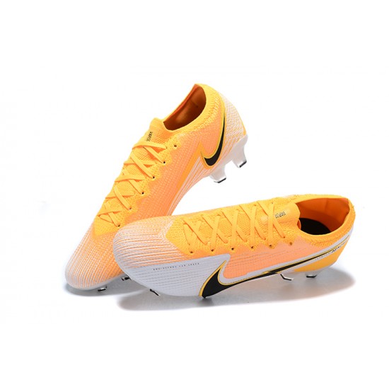 Nike Mercurial Vapor 13 Elite FG Yellow Orange Black White Low-top For Men Soccer Cleats 