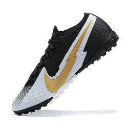 Nike Mercurial Vapor 7 Elite TF Black Yellow Gold White Low-top For Men Soccer Cleats 