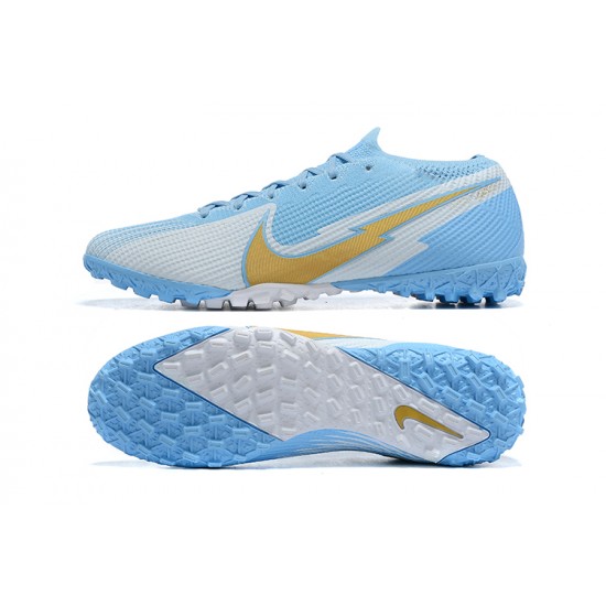 Popular Goods Nike Mercurial Vapor 7 Elite TF White Blue Gold Low-top For Men Soccer Cleats Shop