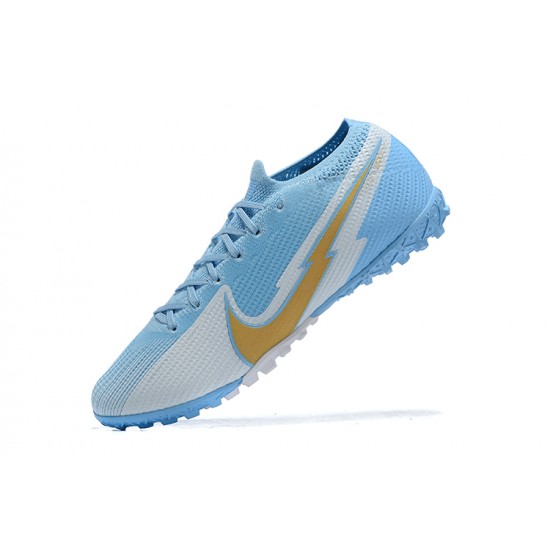 Popular Goods Nike Mercurial Vapor 7 Elite TF White Blue Gold Low-top For Men Soccer Cleats Shop