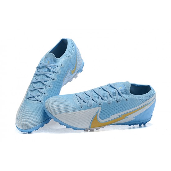 Popular Goods Nike Mercurial Vapor 7 Elite TF White Blue Gold Low-top For Men Soccer Cleats Shop