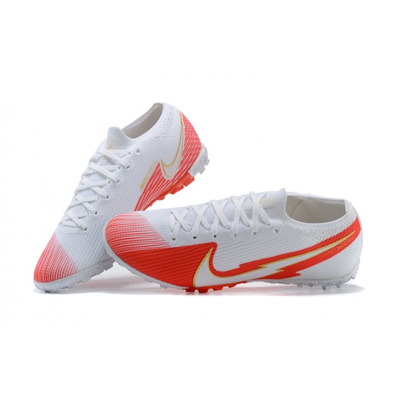 Nike Mercurial Vapor 7 Elite TF White Orange Low-top For Men Soccer Cleats 