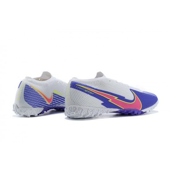 Nike Mercurial Vapor 7 Elite TF White Purple Low-top For Men Soccer Cleats 