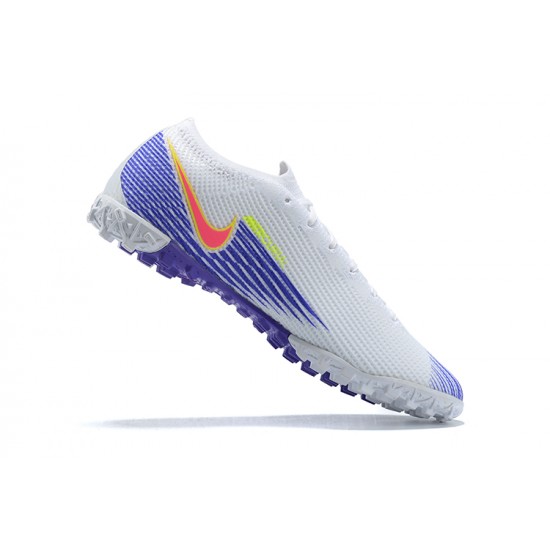 Nike Mercurial Vapor 7 Elite TF White Purple Low-top For Men Soccer Cleats 