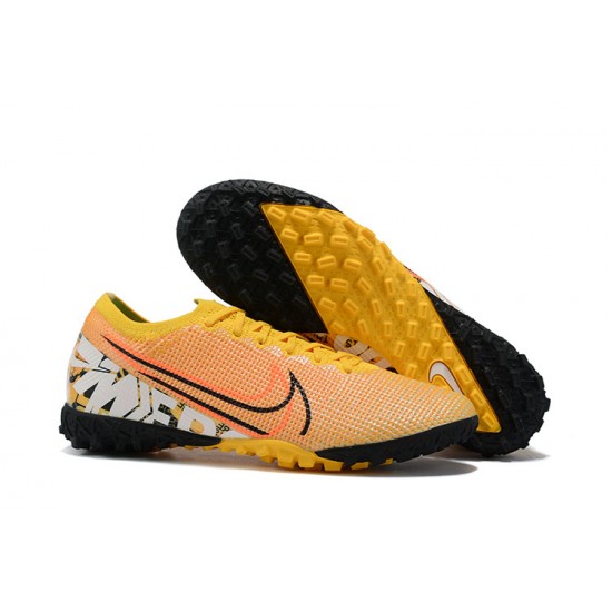 Nike Mercurial Vapor 7 Elite TF Yellow White Black Low-top For Men Soccer Cleats 