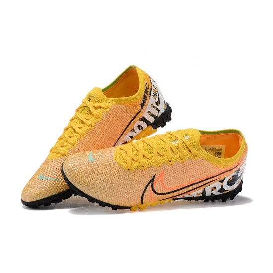 Nike Mercurial Vapor 7 Elite TF Yellow White Black Low-top For Men Soccer Cleats 