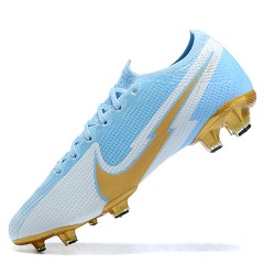 Nike Mercurial Vapor VII 13 Elite FG Blue Gold White Low-top For Men Soccer Cleats 