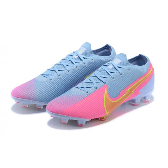 Nike Mercurial Vapor VII 13 Elite FG Pink Blue Low-top For Men Soccer Cleats 