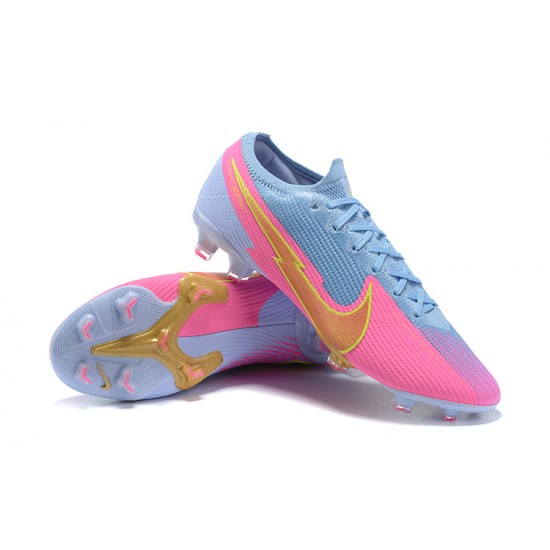 Nike Mercurial Vapor VII 13 Elite FG Pink Blue Low-top For Men Soccer Cleats 