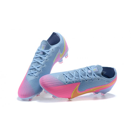 Nike Mercurial Vapor VII 13 Elite FG Pink Blue Low-top For Men Soccer Cleats 