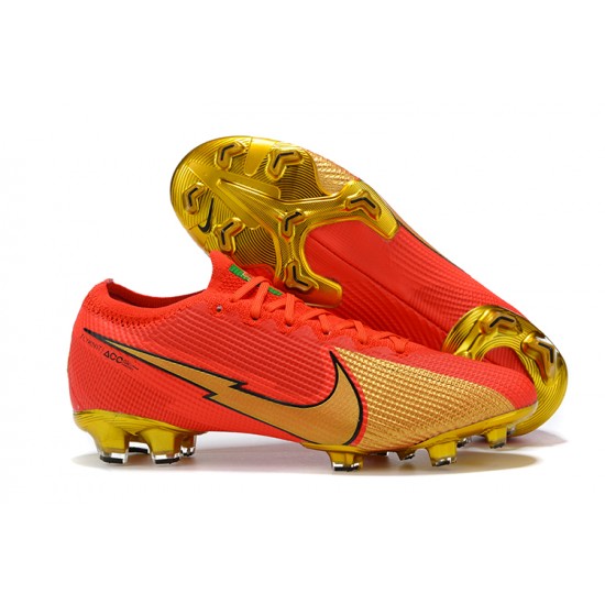 Best Quality Nike Mercurial Vapor VII 13 Elite FG Red Gold Low-top For Men Soccer Cleats Sale