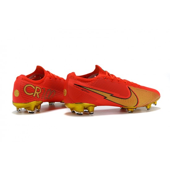 Best Quality Nike Mercurial Vapor VII 13 Elite FG Red Gold Low-top For Men Soccer Cleats Sale