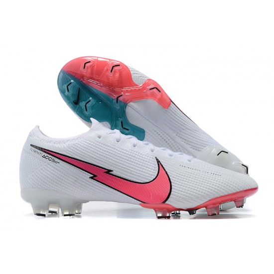 Nike Mercurial Vapor VII 13 Elite FG White Pink Blue Green Low-top For Men Soccer Cleats 